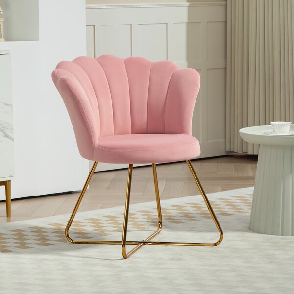 HOMCOM Velvet-Feel Lotus Petal Accent Chair - Pink Aosom UK