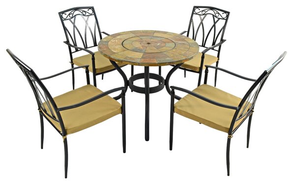 Bayfield Firepit 89cm Table with 4 Ascot Chairs Set