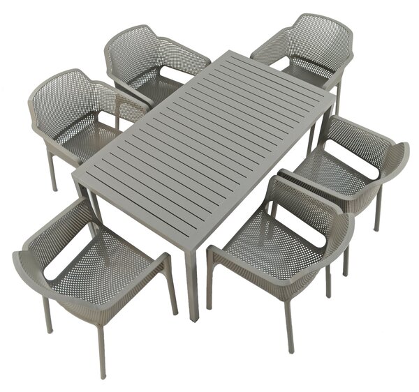 Turtle Dove Cube Dining Table with 6 Net Chair Set