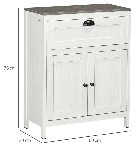 Kleankin Bathroom Floor Cabinet, Freestanding Storage Cupboard with Drawer, Double Door Cabinet and Adjustable Shelf, White