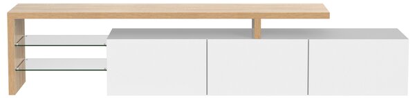White TV Cabinet with Adjustable LED Light and Storage Shelves, TV Sideboard with High-Gloss Finish for Bedroom, 192.5x39x42 cm, White Aosom.UK