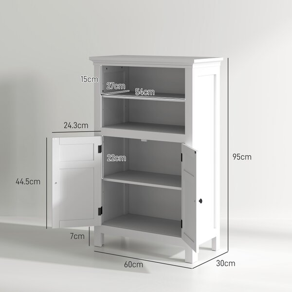 HOMCOM Multi-Storage Modern Bathroom Cabinet - White Aosom UK