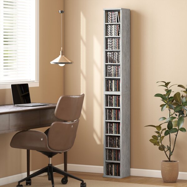 HOMCOM Set of Two 102 CD Storage Units - Cement Grey Aosom UK