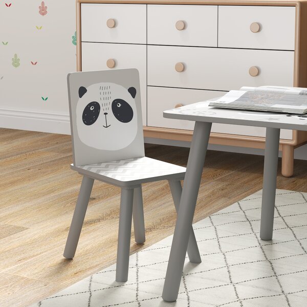 ZONEKIZ Kids Table and Chair Set, Toddler Table with 2 Chairs, Toddler Furniture Set, for Ages 3-8 Years - Grey Aosom UK