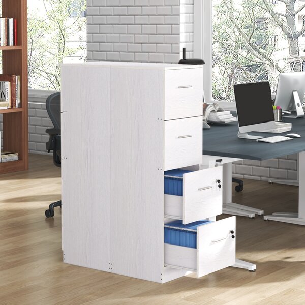 HOMCOM File Cabinet with 4 Drawers for Home Office, Vertical Filing Cabinet with Lock, Adjustable Hanging Bar for A4 and Letter Size Aosom UK