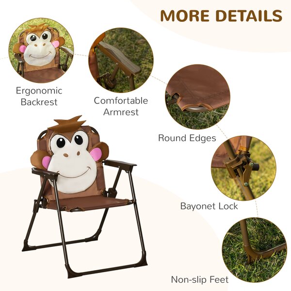 Outsunny Kids Picnic & Table Chair set, Outdoor Folding Garden Furniture w/ Removable, Adjustable Sun Umbrella, Ages 3-6 Years, Brown Aosom UK