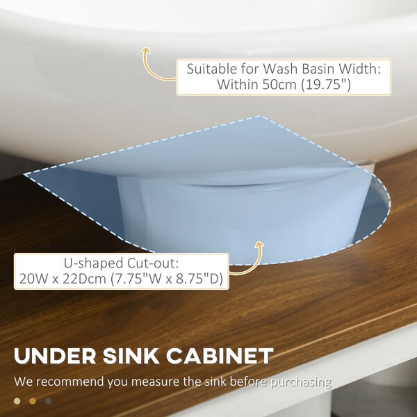 Kleankin Under Sink Cabinet Bathroom Vanity Unit with Double Doors and Storage Shelves, 60 x 30 x 60cm, White