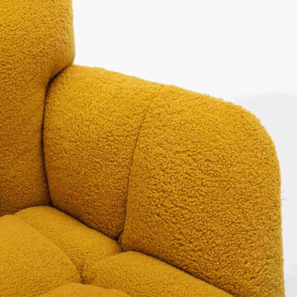 Teddy Fabric Nursery Room Rocking Chair with Padded Seat, Tufted Upholstered Modern Rocker for Garden, Living Room, 80x70x95 cm, Yellow Aosom.UK
