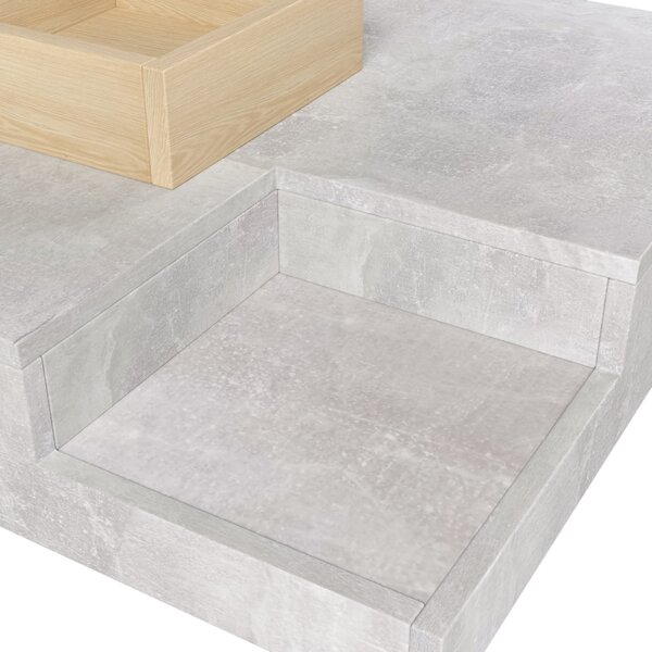 Modern Square Coffee Table with Storage Box and Sturdy Structure, Living Room Table with Marble Top for Sofa Side, 72L x 72W x 30H cm, Grey Aosom.UK