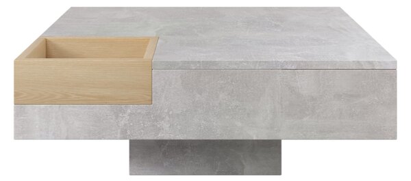 Modern Square Coffee Table with Storage Box and Sturdy Structure, Living Room Table with Marble Top for Sofa Side, 72L x 72W x 30H cm, Grey Aosom.UK