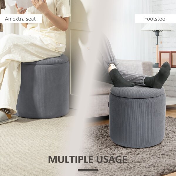 HOMCOM Modern Storage Ottoman with Removable Lid - Light Grey Aosom UK