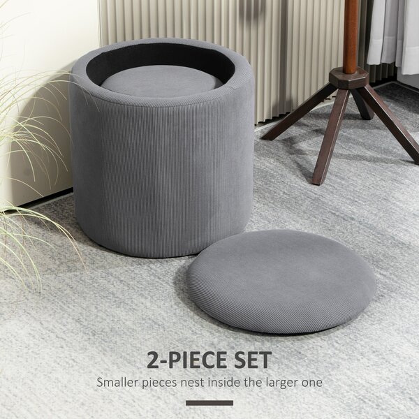 HOMCOM Modern Storage Ottoman with Removable Lid - Light Grey Aosom UK
