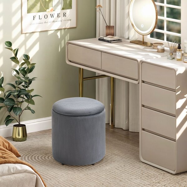 HOMCOM Modern Storage Ottoman with Removable Lid - Light Grey Aosom UK