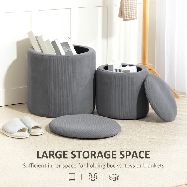 HOMCOM Modern Storage Ottoman with Removable Lid - Light Grey Aosom UK