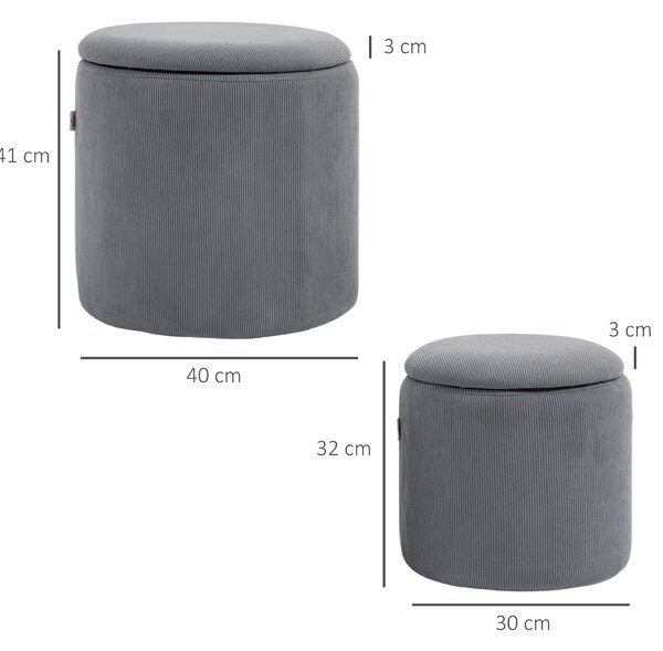 HOMCOM Modern Storage Ottoman with Removable Lid - Light Grey Aosom UK