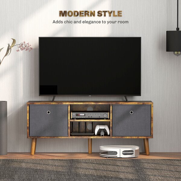 HOMCOM TV Cabinet Stand Unit for TVs up to 50'' with Foldable Drawers, Entertainment Centre for Living Room Rustic Brown Aosom UK