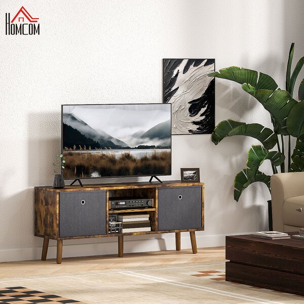 HOMCOM TV Cabinet Stand Unit for TVs up to 50'' with Foldable Drawers, Entertainment Centre for Living Room Rustic Brown Aosom UK