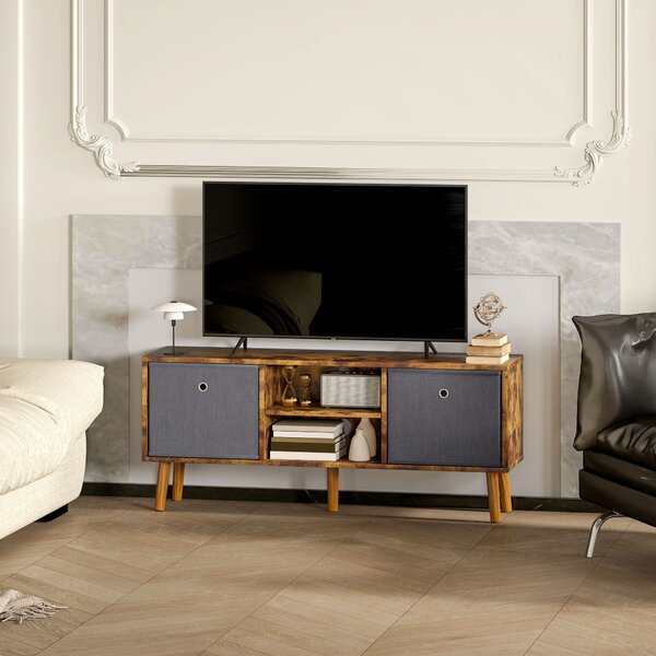 HOMCOM TV Cabinet Stand Unit for TVs up to 50'' with Foldable Drawers, Entertainment Centre for Living Room Rustic Brown Aosom UK
