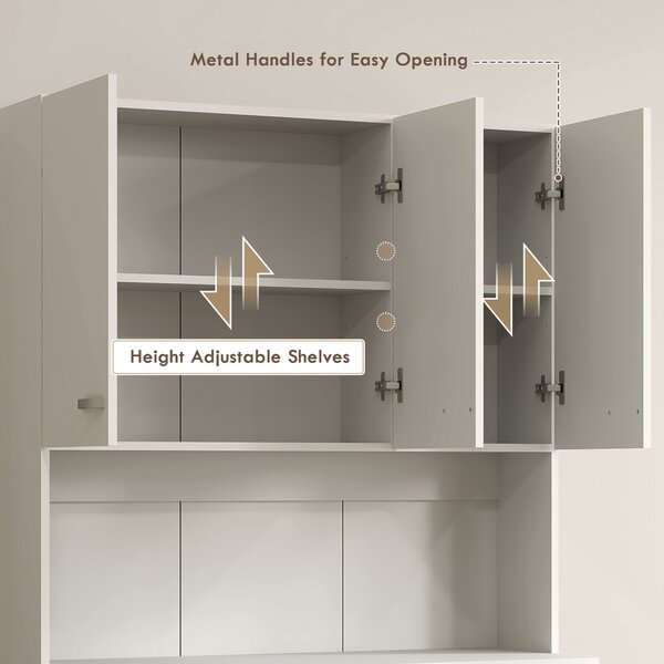 HOMCOM Freestanding Kitchen Pantry Storage Cabinet - White Aosom UK