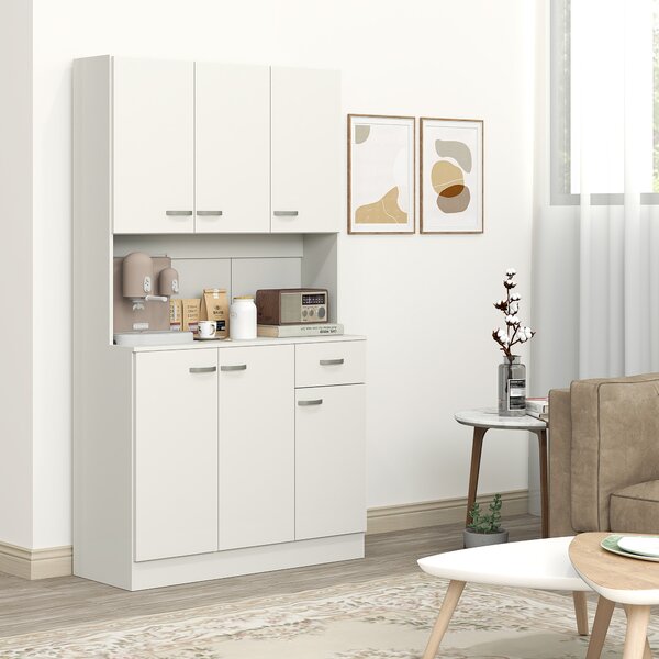 HOMCOM Freestanding Kitchen Pantry Storage Cabinet - White Aosom UK