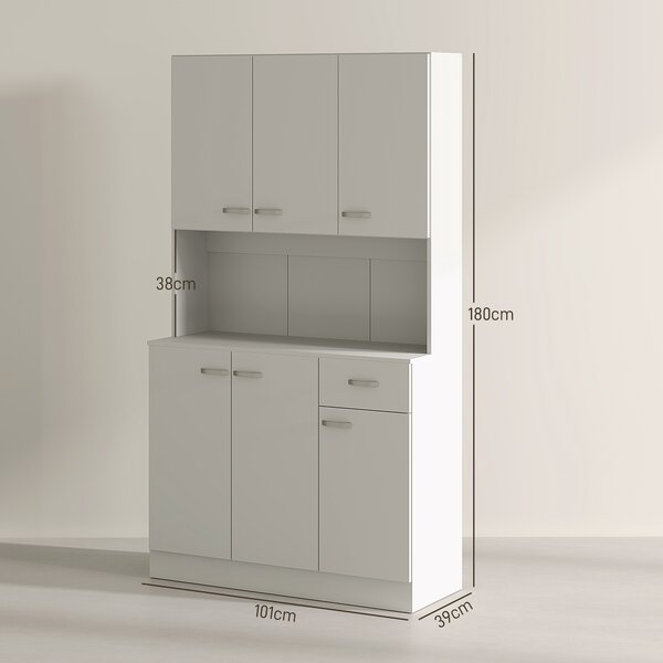HOMCOM Freestanding Kitchen Pantry Storage Cabinet - White Aosom UK