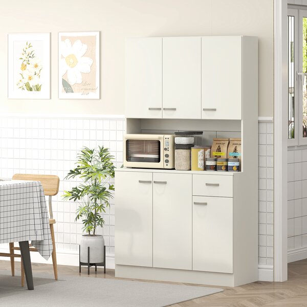 HOMCOM Freestanding Kitchen Pantry Storage Cabinet - White Aosom UK