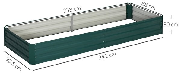 Outsunny Metal Raised Garden Bed Planter Box Outdoor Planters for Growing Flowers, Herbs, Green, 241x90.5x30cm
