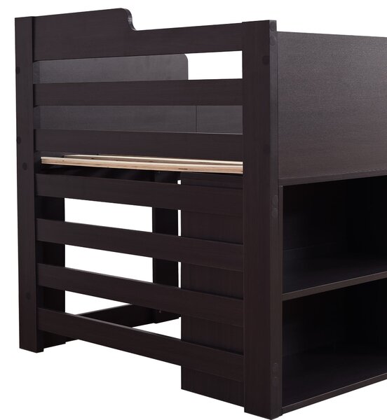 Children's Wooden Mid Sleeper Cabin Bed with Drawers and Shelves Storage, Versatile Bed Frame for Bedroom, 196L x 94W x 92H cm, Taupe Aosom.UK