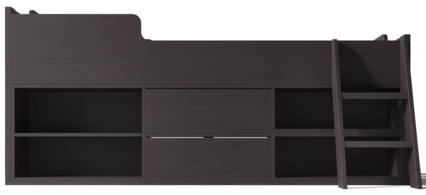 Children's Wooden Mid Sleeper Cabin Bed with Drawers and Shelves Storage, Versatile Bed Frame for Bedroom, 196L x 94W x 92H cm, Taupe Aosom.UK