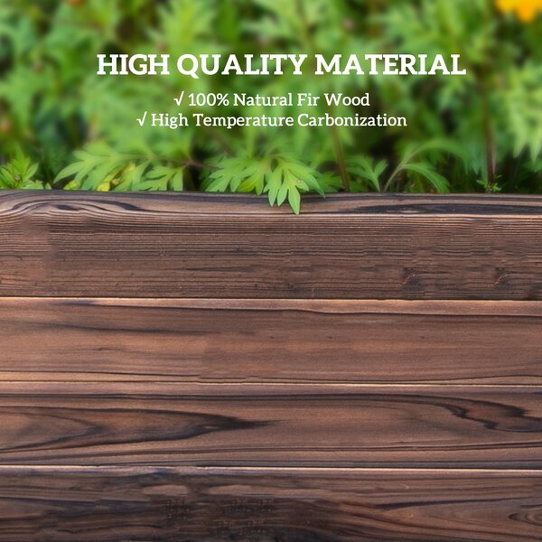 Outsunny Raised Garden Bed Planter Box: Wooden Outdoor Patio Planter for Plant, Flower & Vegetable Growing, 80L x 80W x 22.5H cm Aosom UK