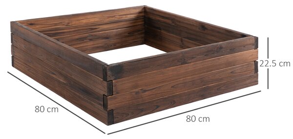 Outsunny Raised Garden Bed Planter Box: Wooden Outdoor Patio Planter for Plant, Flower & Vegetable Growing, 80L x 80W x 22.5H cm Aosom UK