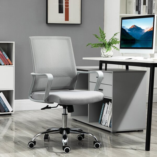 Vinsetto Ergonomic Office Chair, Mesh, with Arms, Adjustable Lumbar Support, Smooth 360° Swivel, Grey Aosom UK