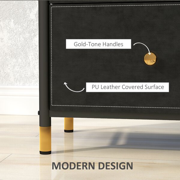 HOMCOM Chest of Drawers, Fabric Dresser with 3 Drawers and Steel Frame, Storage Organizer Unit for Bedroom, Living Room, Hallway, Black Aosom UK