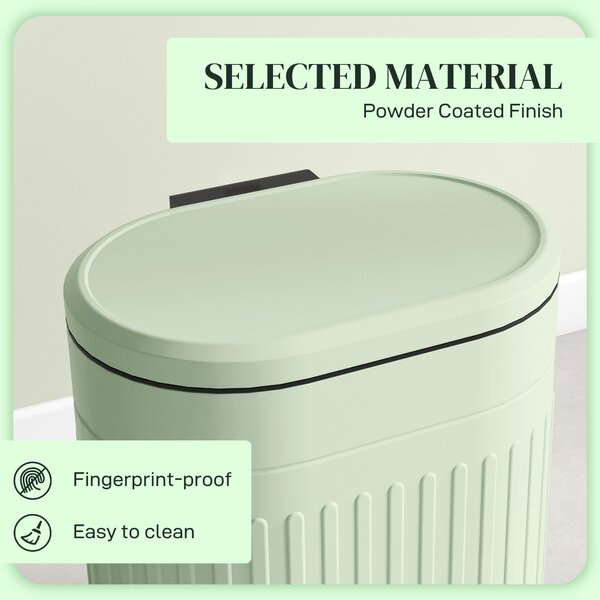 HOMCOM 20L Pedal Bin, Fingerprint-Proof Kitchen Bin with Lid, Removable Inner Bucket, Metal Waste Bin, Light Green Aosom UK