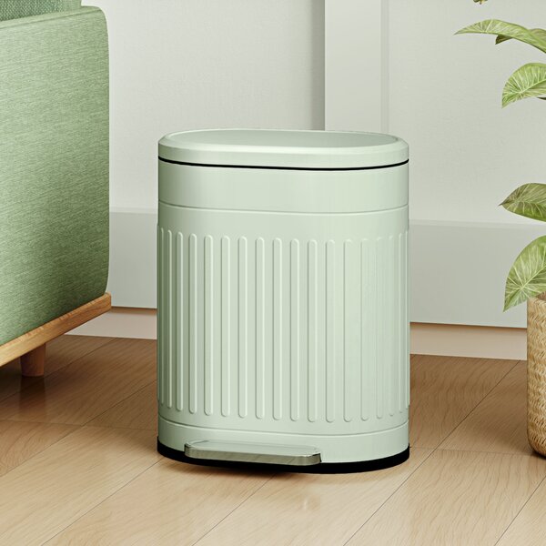 HOMCOM 20L Pedal Bin, Fingerprint-Proof Kitchen Bin with Lid, Removable Inner Bucket, Metal Waste Bin, Light Green Aosom UK