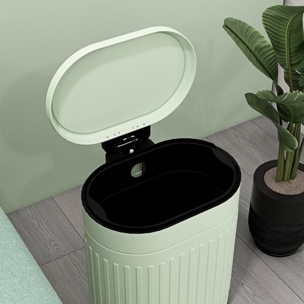 HOMCOM 20L Pedal Bin, Fingerprint-Proof Kitchen Bin with Lid, Removable Inner Bucket, Metal Waste Bin, Light Green Aosom UK
