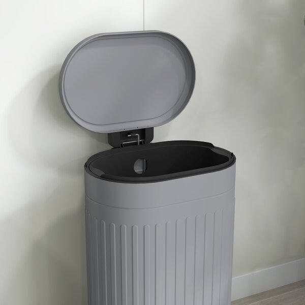 HOMCOM 30 Litre Pedal Bin, Fingerprint Proof Kitchen Bin with Soft-close Lid, Metal Rubbish Bin with Foot Pedal, Grey Aosom UK