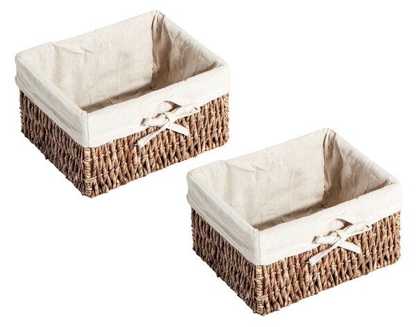 HOMCOM Entryway Coat Rack Wall Mounted Shelf w/ Wicker Basket and Hooks (2 Baskets, Brown)