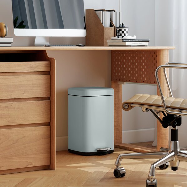 HOMCOM 20L Modern Boxy Metal Home Kitchen Bin - Light Green Aosom UK