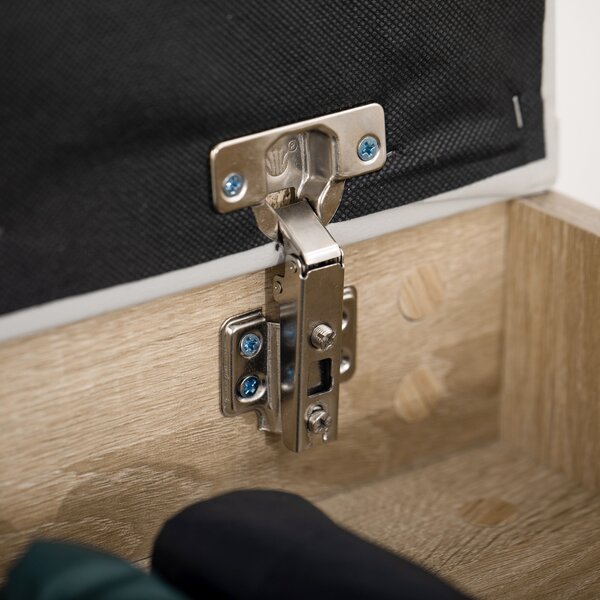 HOMCOM Shoe Storage Bench with Hidden Compartment, Padded Seat Footwear Organiser, Hallway Furniture, Oak Tone Aosom UK