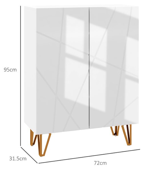 HOMCOM Narrow Shoe Storage Cabinet with Soft-Close Hinges and Adjustable Shelves for 15-20 Pairs of Shoes, White Aosom UK