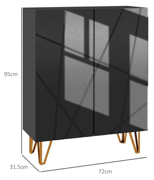 HOMCOM Narrow Shoe Storage Cabinet with Soft-Close Hinges and Adjustable Shelves for 15-20 Pairs of Shoes, Black Aosom UK