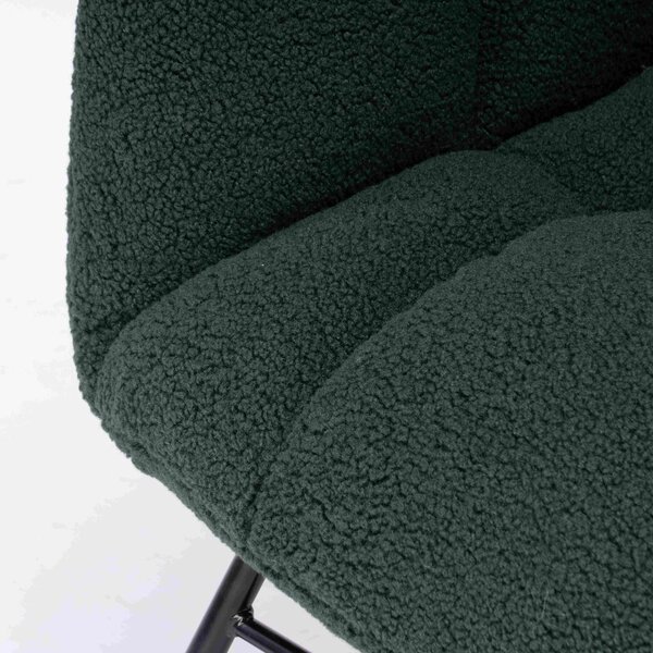 Teddy Fabric Modern Rocker with Padded Seat and Metal Base, Tufted Upholstered Comfy Chairs for Outdoor, Indoor, 80x70x95 cm, Dark Green Aosom.UK