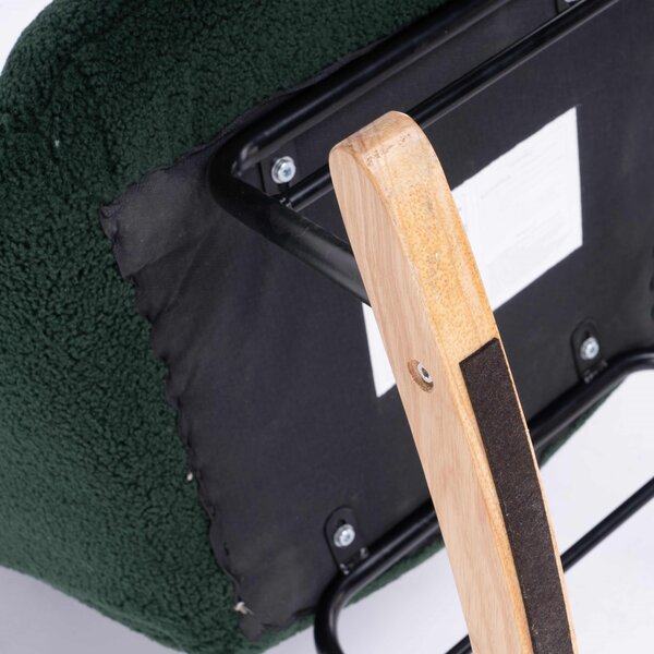 Teddy Fabric Modern Rocker with Padded Seat and Metal Base, Tufted Upholstered Comfy Chairs for Outdoor, Indoor, 80x70x95 cm, Dark Green Aosom.UK