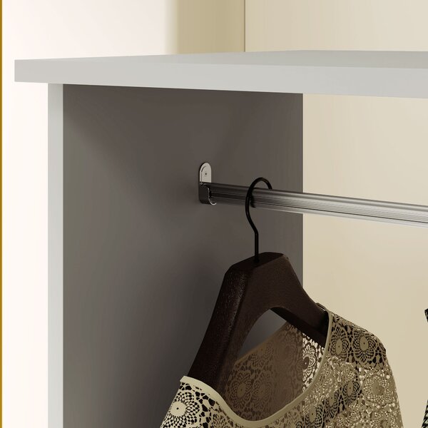 HOMCOM Open Wardrobe on Wheels with Clothes Rail, Bedroom Clothes Storage with Hanging Rod, 3 Storage Shelve, Grey Aosom UK
