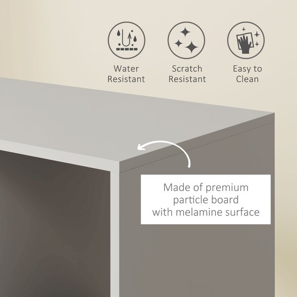 HOMCOM Open Wardrobe on Wheels with Clothes Rail, Bedroom Clothes Storage with Hanging Rod, 3 Storage Shelve, Grey Aosom UK