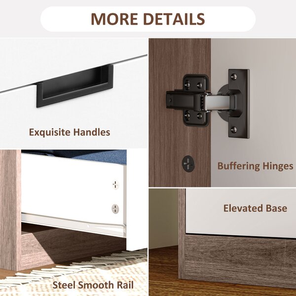 HOMCOM 2 Door Wardrobe, Modern Wardrobe with 3 Drawers and Hanging Rod for Bedroom, Brown Aosom UK