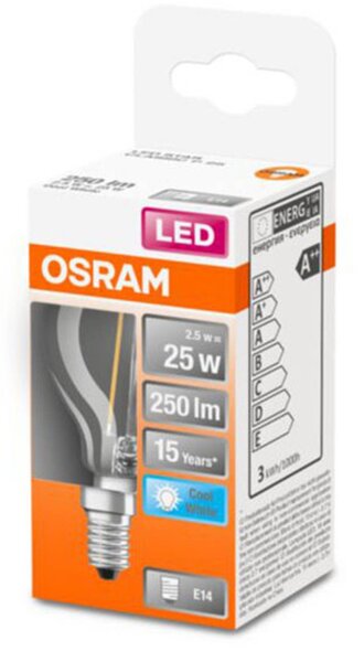 OSRAM Classic P LED bulb E14 2.5 W 4,000 K clear