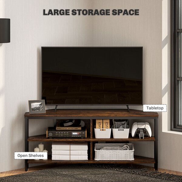 HOMCOM Industrial-Style Corner TV Unit - Black/Brown Aosom UK