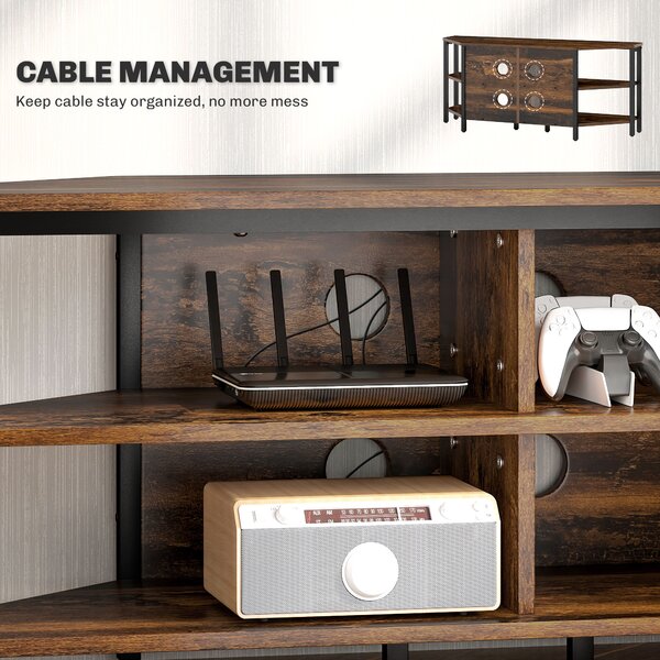 HOMCOM Industrial-Style Corner TV Unit - Black/Brown Aosom UK